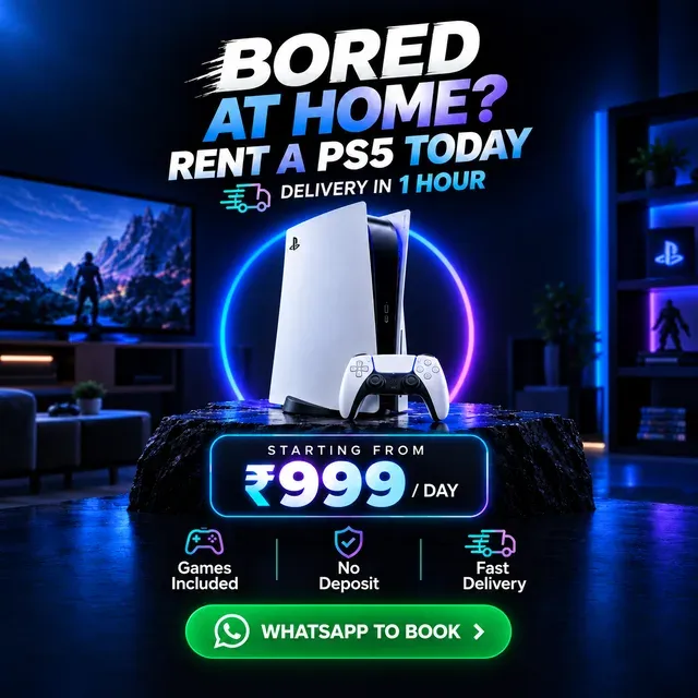Game Wagon ad: bored at home? Rent a PS5 today, delivery in one hour