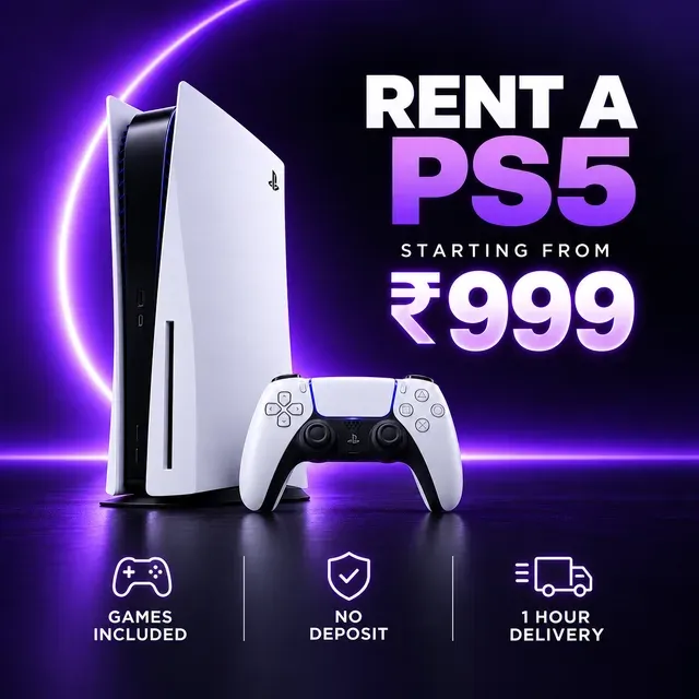 Game Wagon Meta ad: rent a PS5 from ₹999, games included, no deposit, one-hour delivery