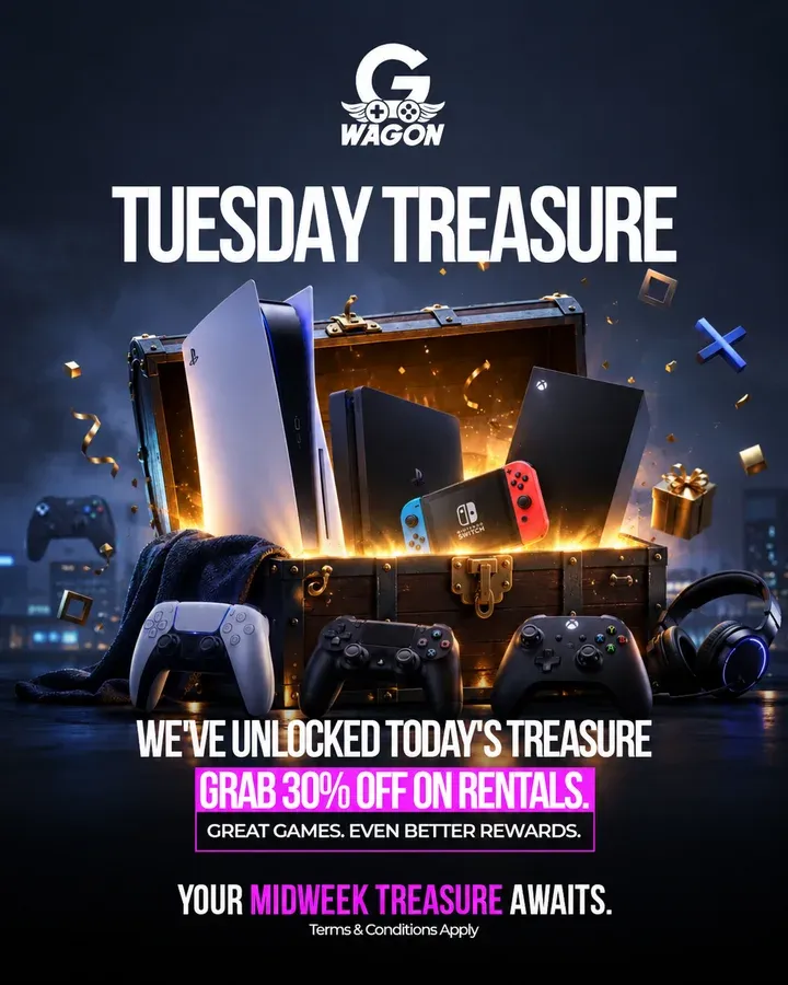 Game Wagon weekday offer: Tuesday Treasure, 30% off rentals