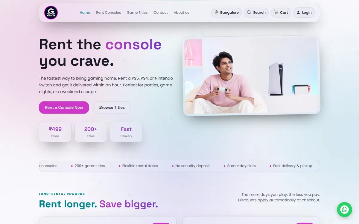Game Wagon website, home page