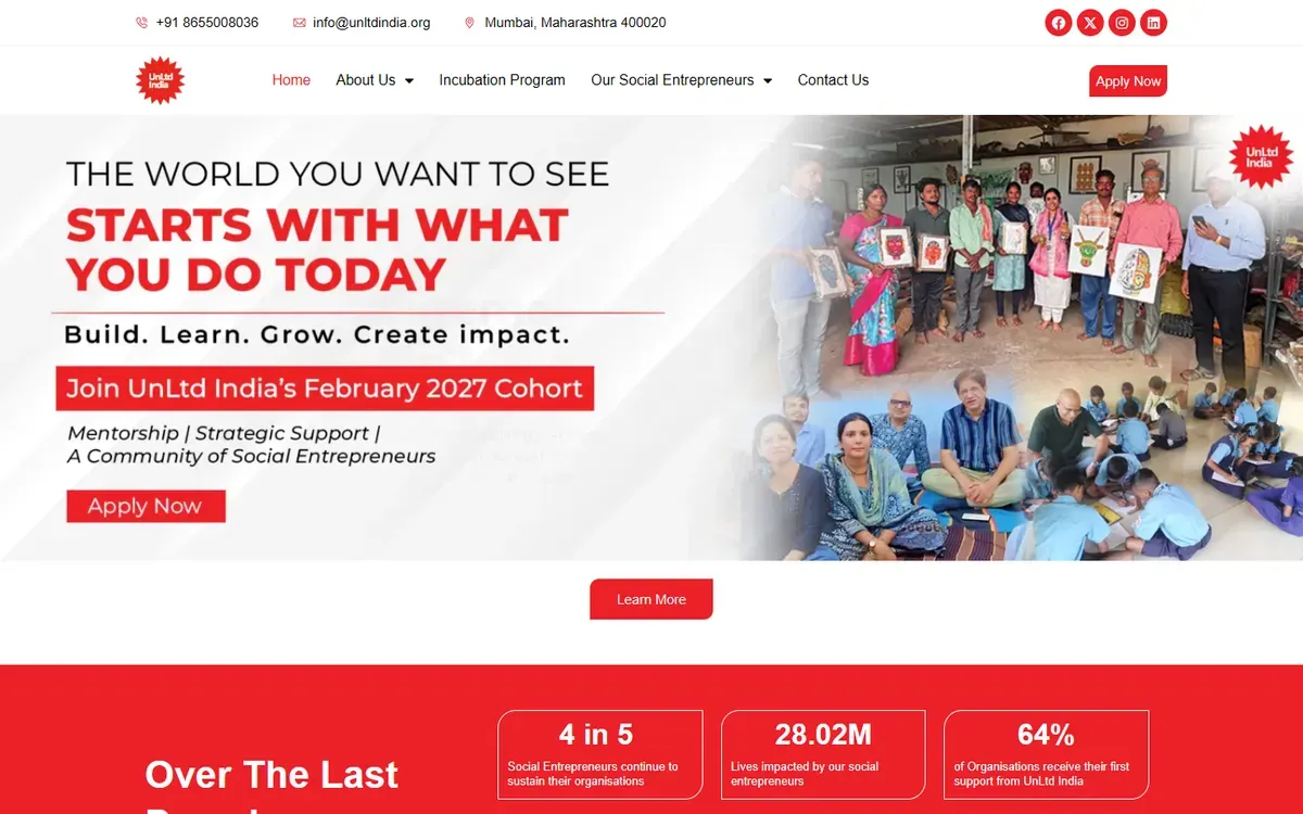 UnLtd India website, home page